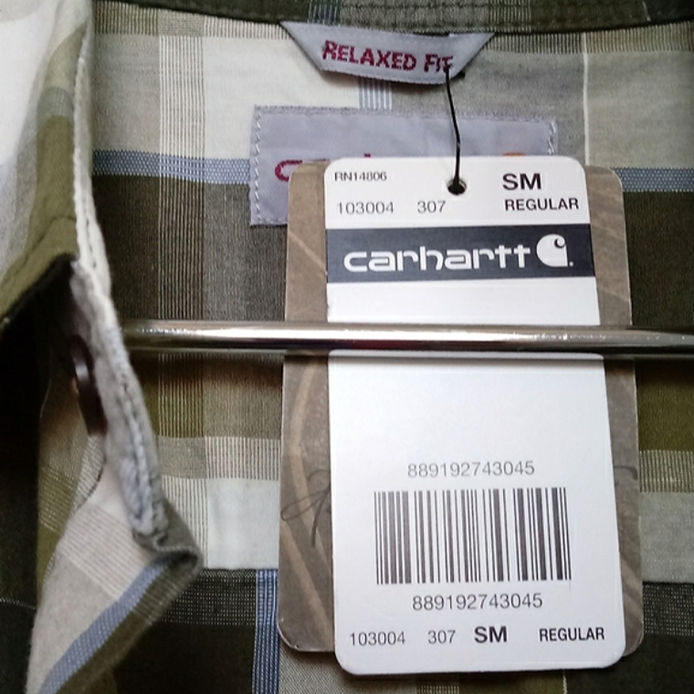New w/Tags Carhartt Relaxed Fit Short Sleeve Plaid Button-Up Shirt - Small - Picture 8 of 8